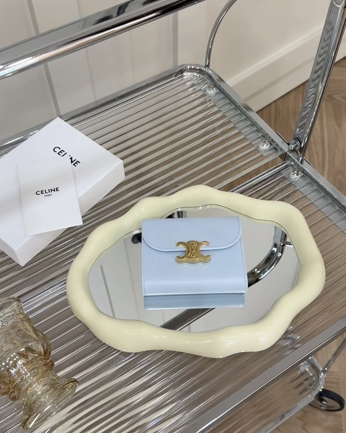 CELINE｜凱旋門三折短夾 淺藍色GLACLER