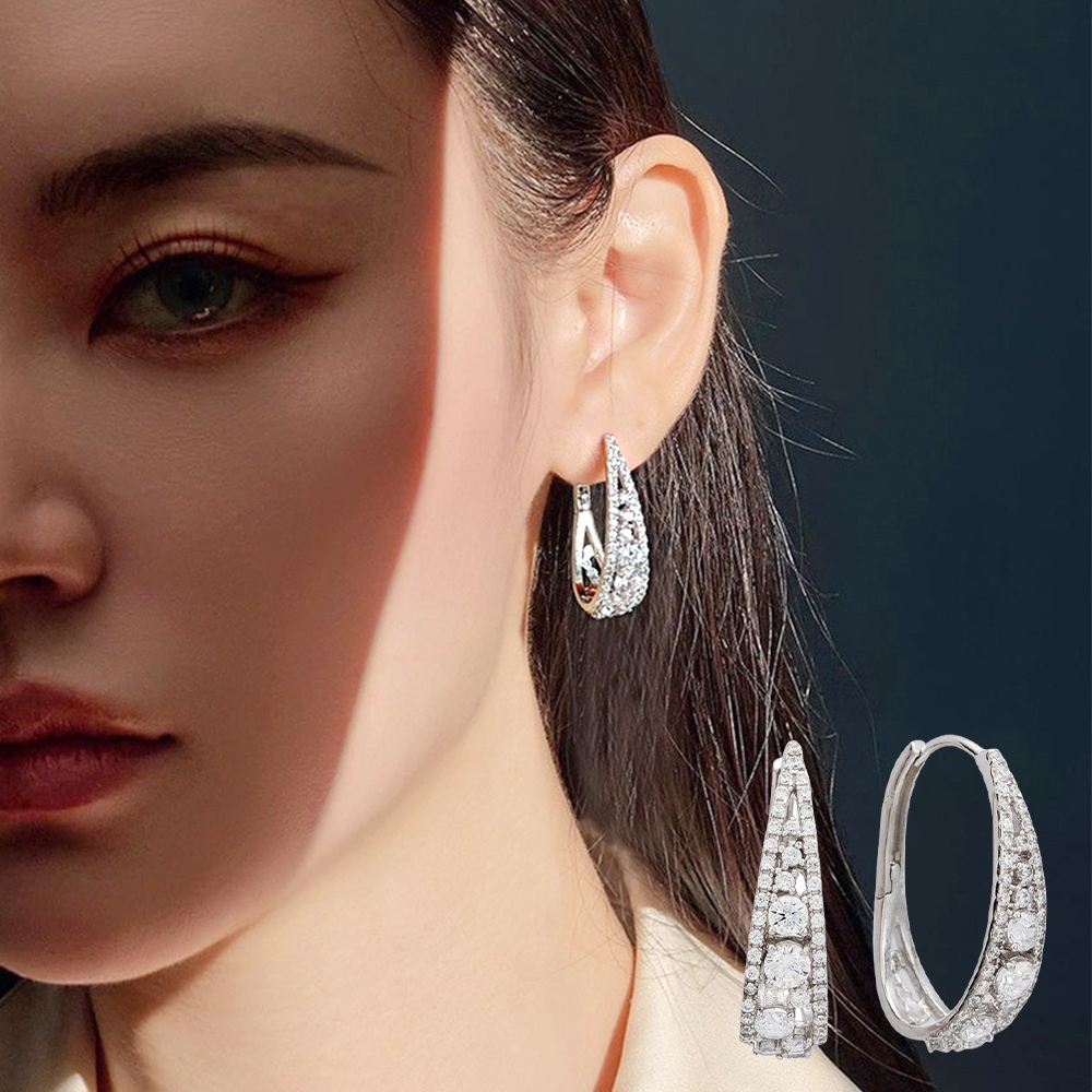 925 純銀耳環 耳飾 韓國飾品 皓石耳環 耳環女 造型耳環 耳釘 抗敏耳環 ins風 耳扣 高級感 生日禮物 075