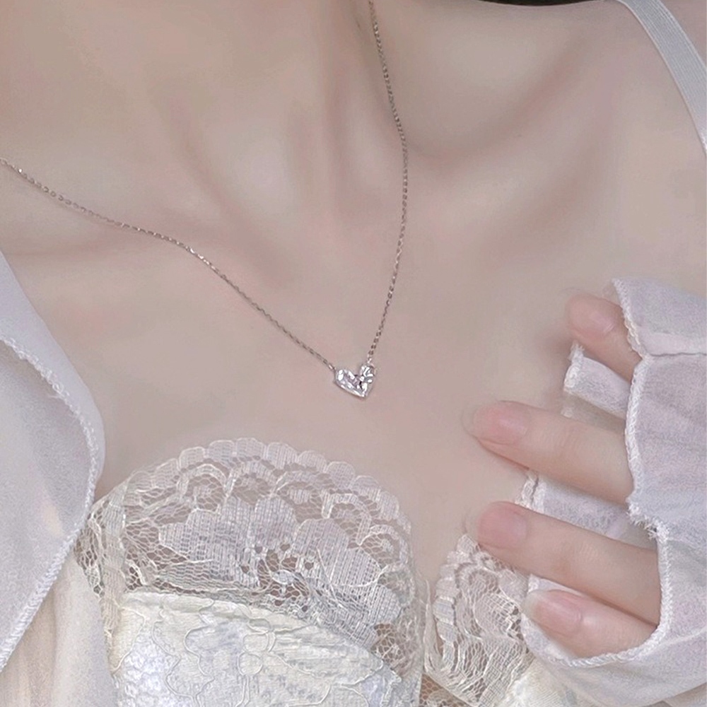 項鍊 女生項鍊 925 純銀項鍊 項鍊女 簡約ins風 通體純銀 鎖骨鍊 吊墜 吊飾 蝴蝶結項鍊 愛心項鍊 禮物 336