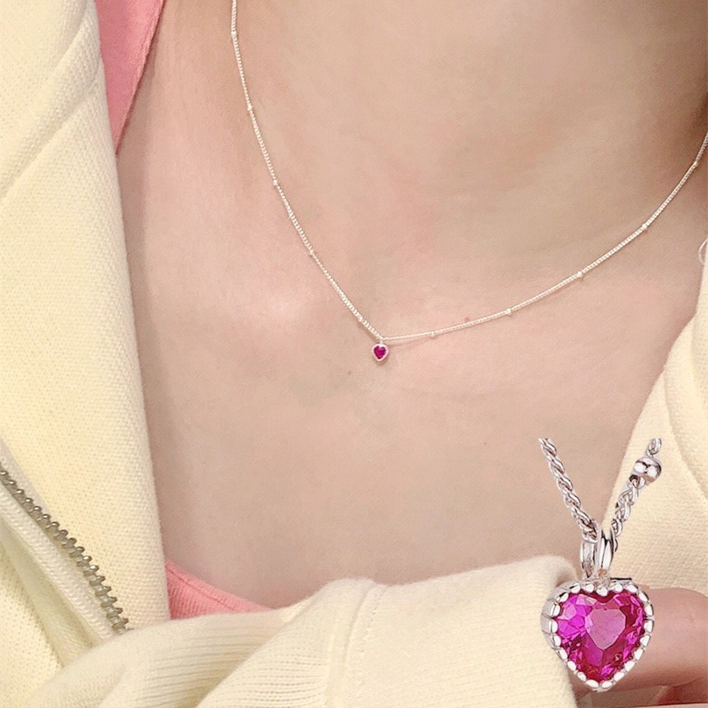 項鍊 女生飾品 吊墜 吊飾 鎖骨鏈 925 純銀項鍊 小眾設計 個性項鍊 韓國飾品 愛心項鍊 精緻小禮物 送女生 335