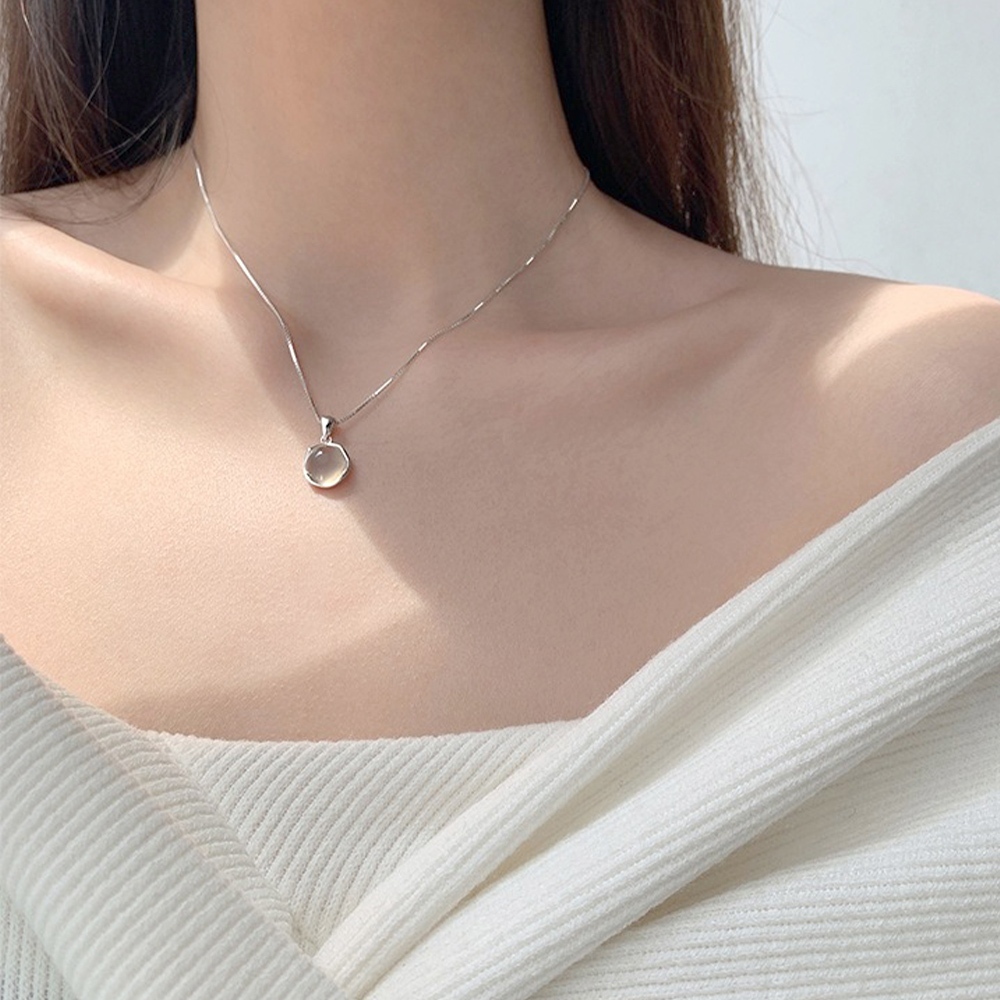 項鍊 女生項鍊 吊墜 925 純銀項鍊 吊飾 鎖骨鏈 項鍊女 ins風 貓眼石 小眾設計 個性項鍊 韓國飾品 禮物334