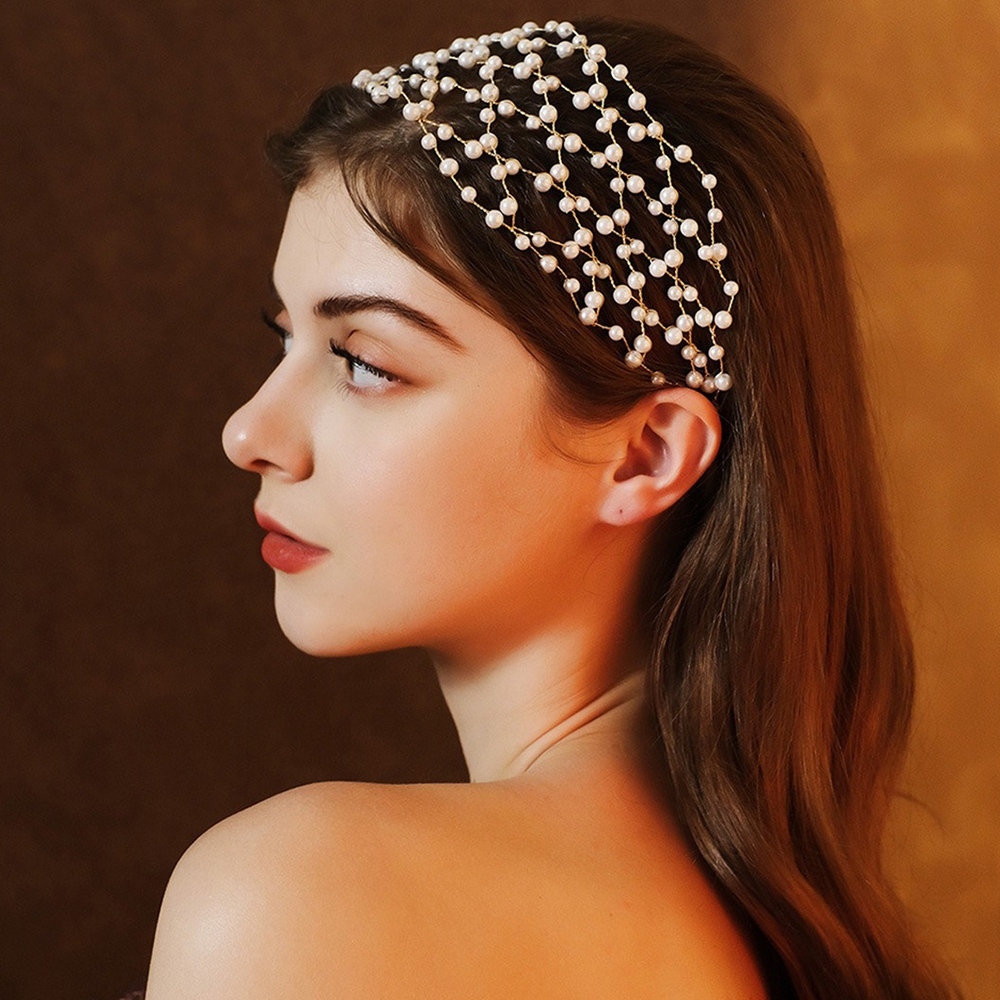 飾品 配飾 手工編織 髮箍韓國 時尚 造型髮箍 新娘飾品 髮箍 髮網 新娘頭飾 手工串珠 珍珠 髮帶寬版 小禮物 003