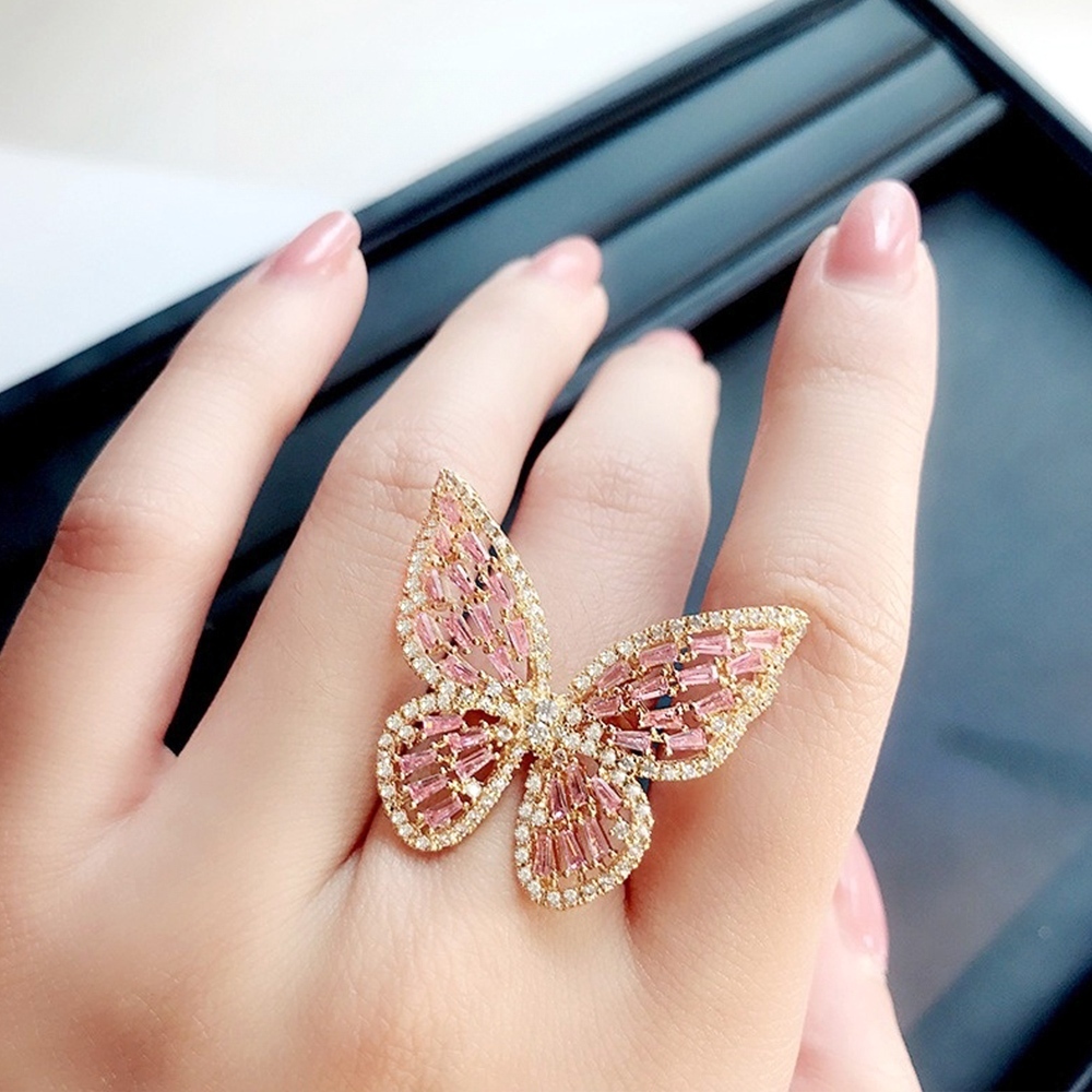 首飾 蝴蝶戒指 925純銀戒指 戒指女生 鋯石戒指 開口戒指 可調節 復古戒指 高級感 造型戒指 個性戒指 禮物 154