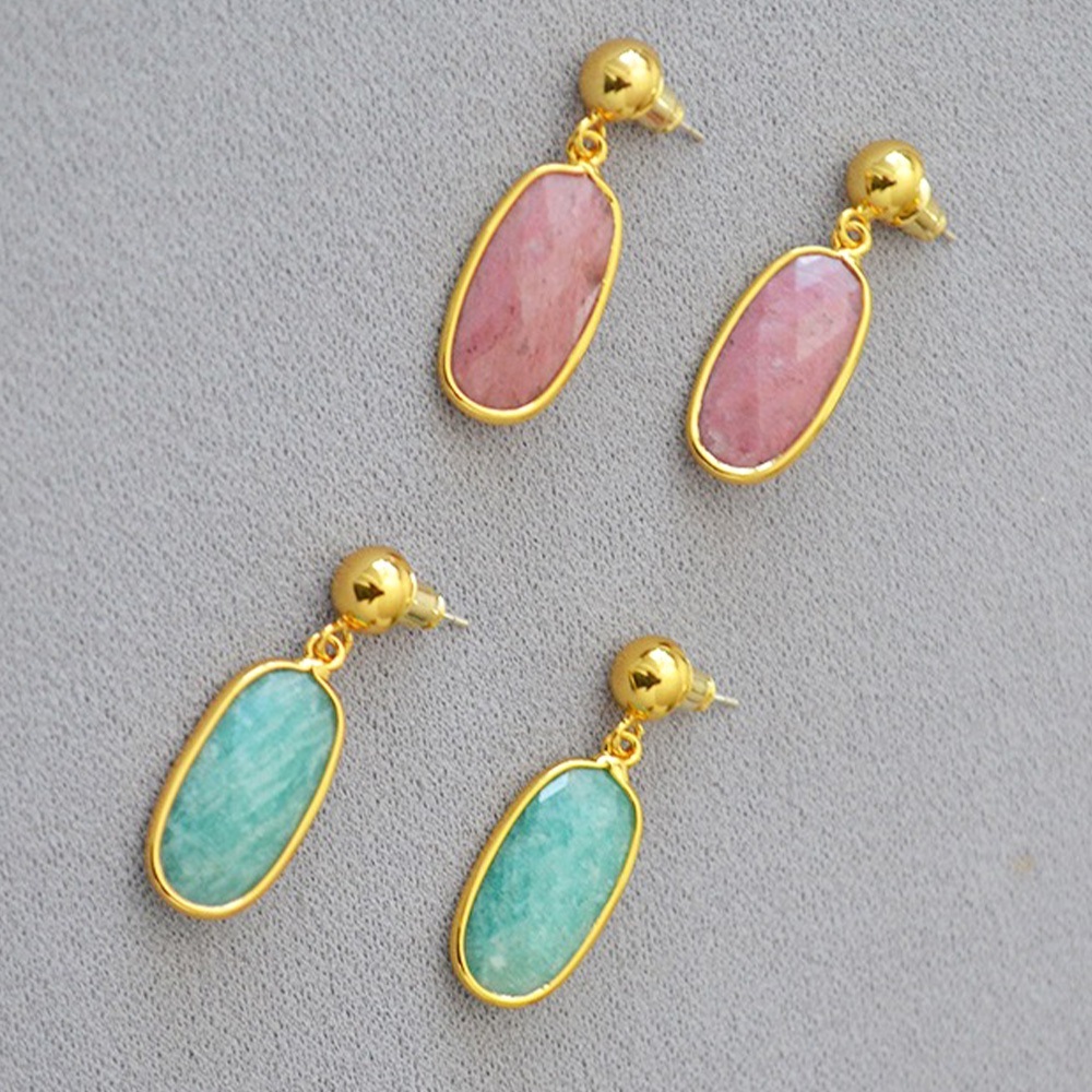 純銀耳環 耳飾 韓國飾品 耳環 耳環女 925 耳環抗過敏 復古耳環 高級感 薔薇石 天河石 個性耳環 情人節禮物072