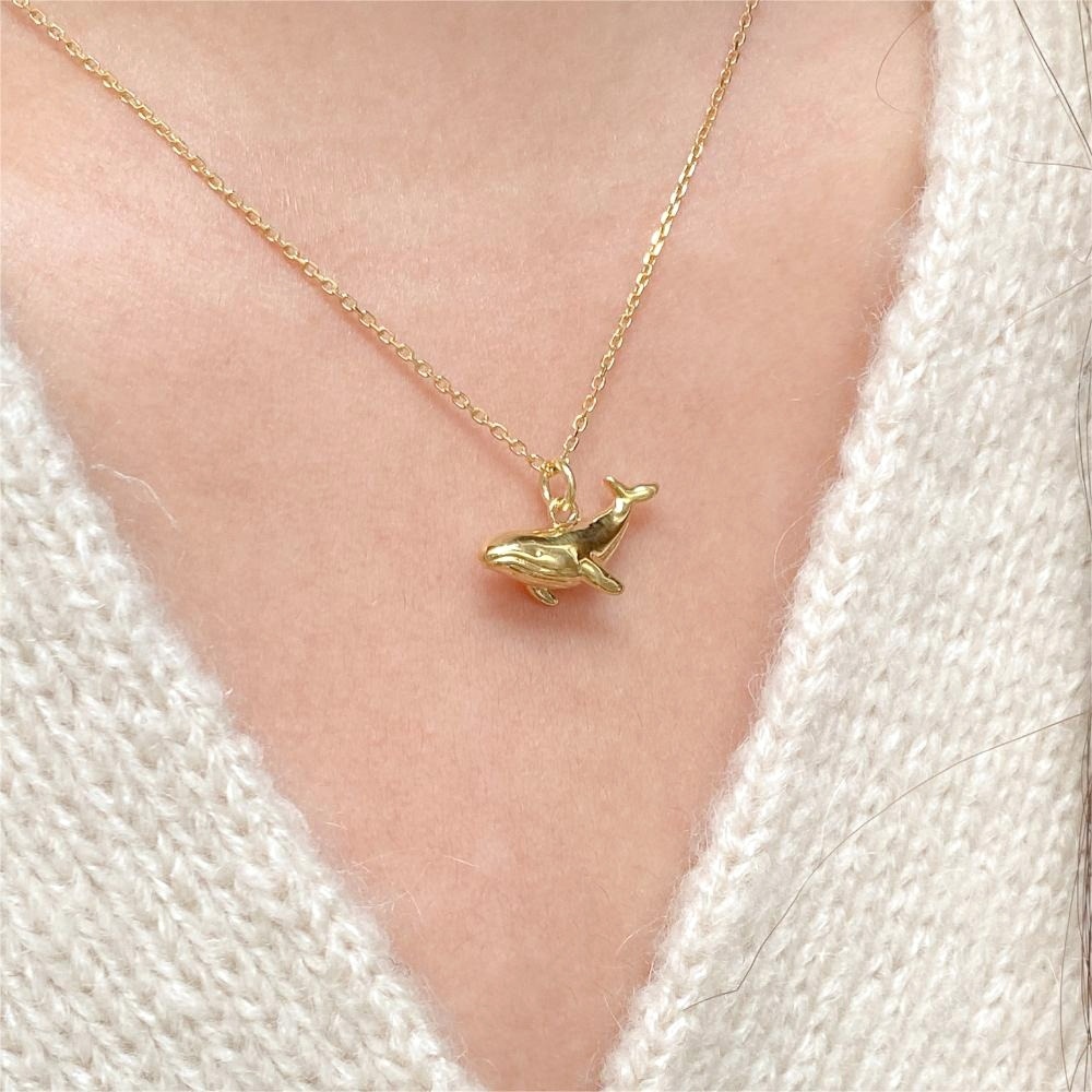 925 純銀項鍊 項鍊女 簡約ins風 項鍊 女生項鍊 通體純銀 鎖骨鍊 鯨魚吊飾 吊墜 18k 金項鍊 送閨蜜 323