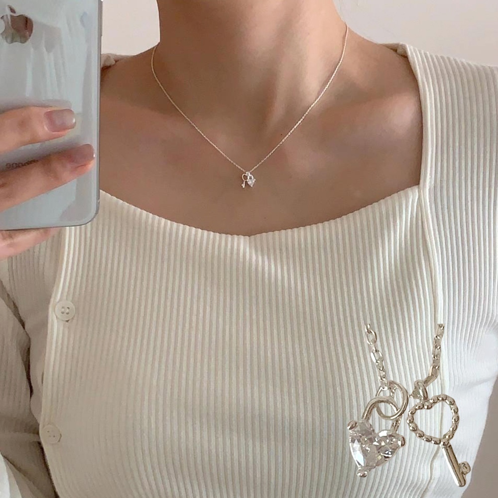 韓版 925純銀 鋯石 鑰匙項鍊 簡約項鍊 ins 抖音 小紅書 純銀項鍊 銀飾 銀項鍊 項鍊 項鍊女 韓國項鍊 320