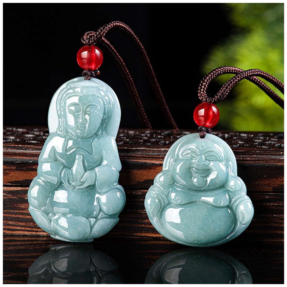 彌勒佛玉墜 觀音佛像 飾品 翡翠 項鍊 吊墜 玉珮 男女同款 護身符 辟邪 招財納福 保平安 玉石項鍊 小禮物 222