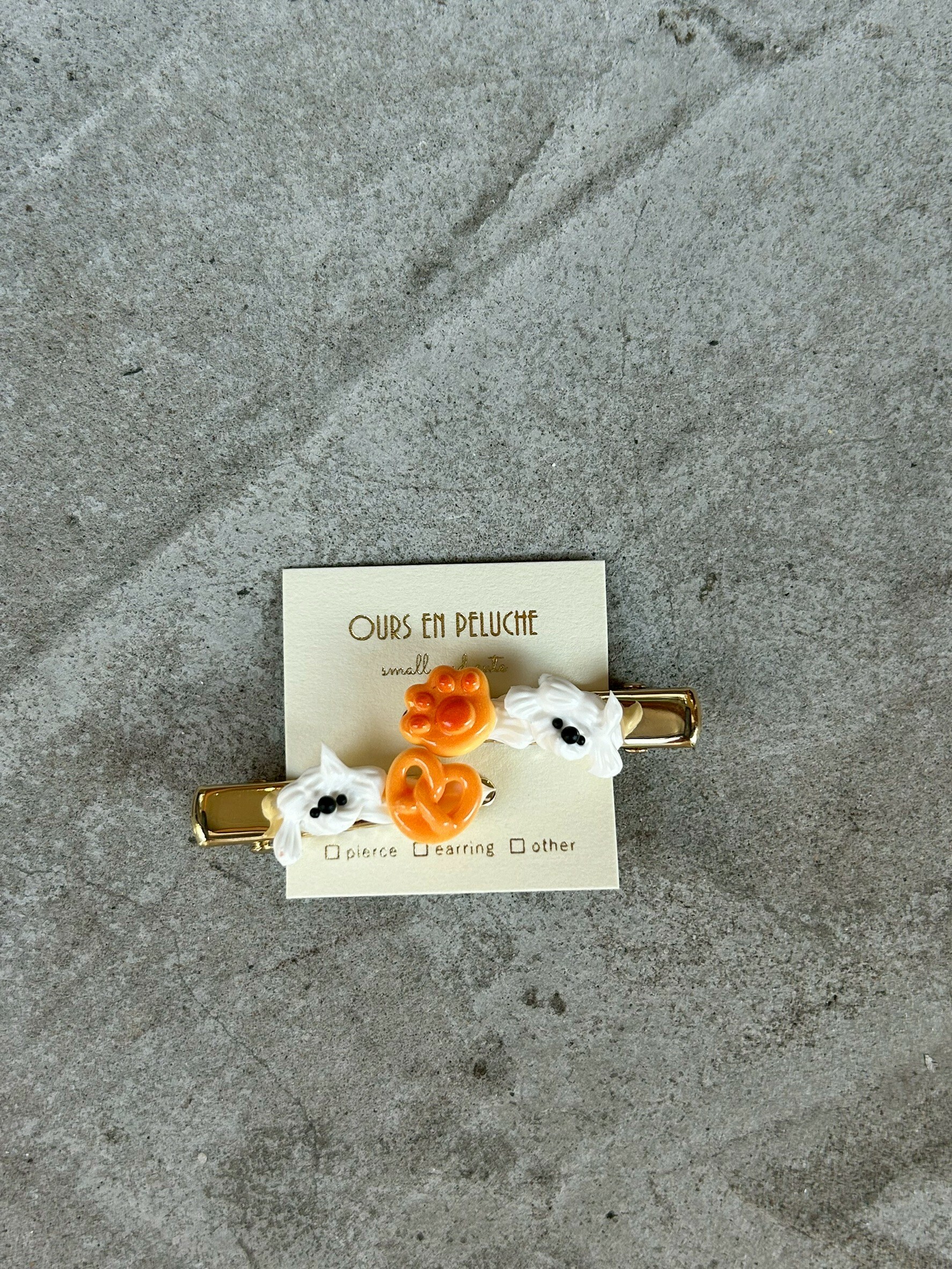 [OURS EN PELUCHE] 奶油小狗X麵包髮夾 | NO.12