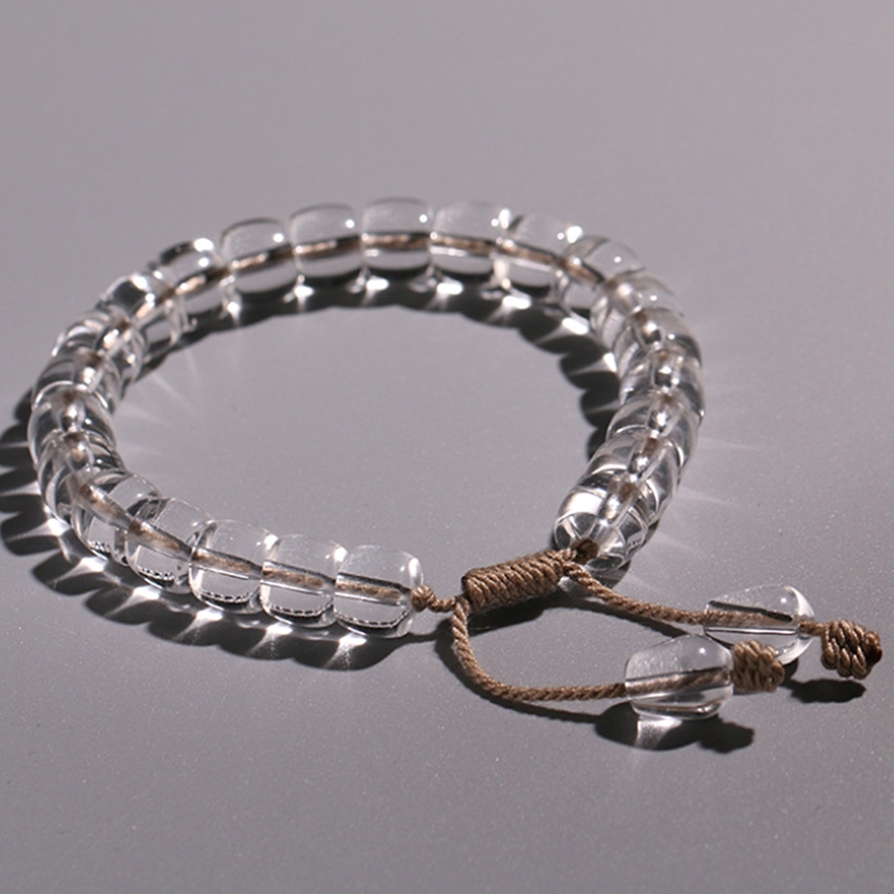 手串 手鍊 手環 水晶手鍊 桶珠 白水晶 招財水晶 男女同款 飾品 招財納福 招桃花 手鍊串珠 情侶手鍊 送朋友 304