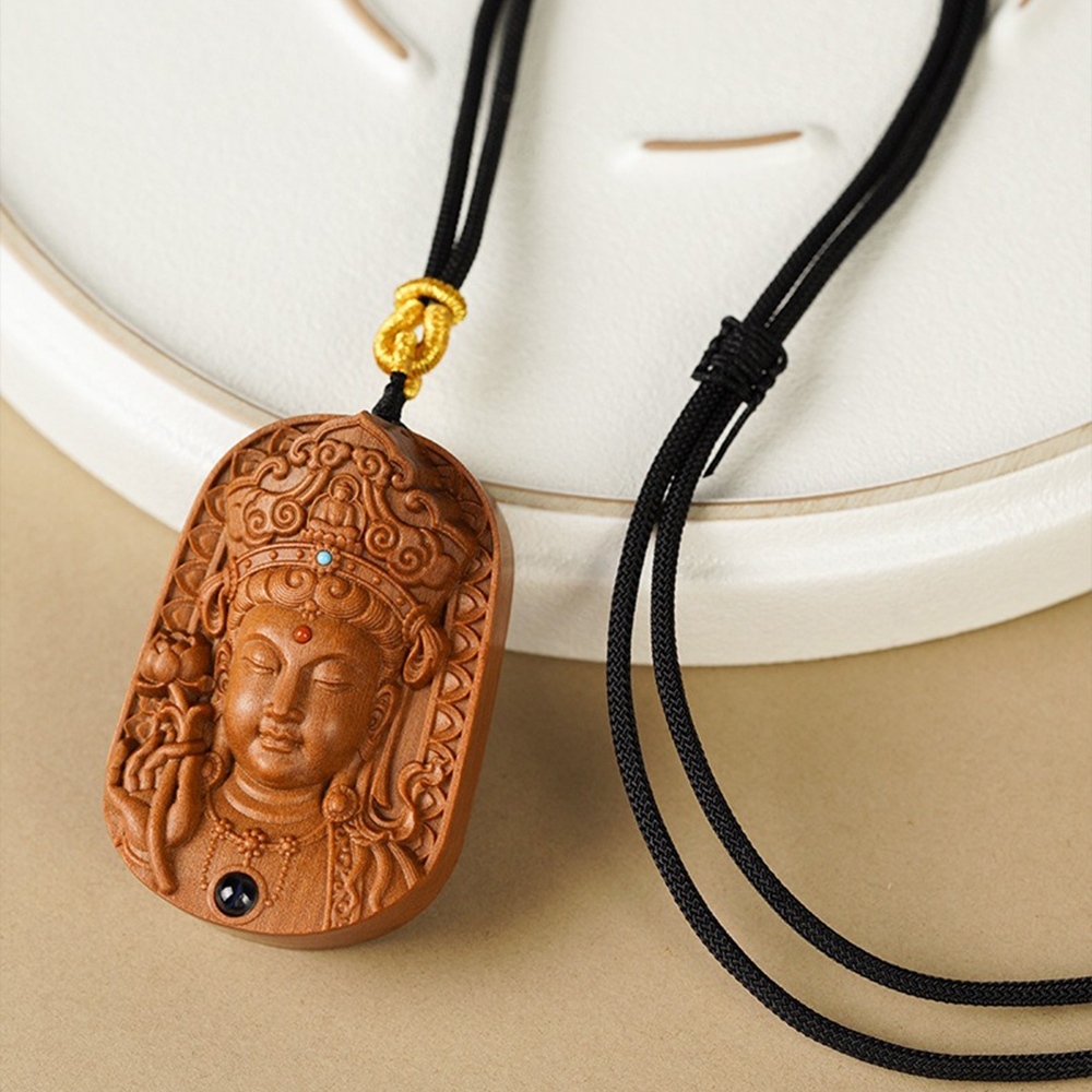 檀香 紫檀木 觀世音菩薩 項鍊 吊墜 佛牌 轉運項鍊 木雕 守護神 護身符 招財納福 保平安 送媽媽 生日禮物 216