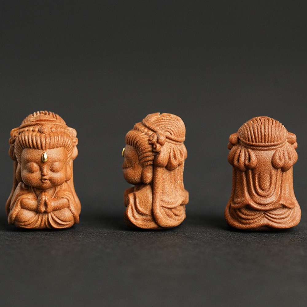 觀世音菩薩 手串 配件 配飾 觀音佛像 檀香 木雕 守護神 護身符 可愛卡通 吊墜 招財納福 保平安 小禮物 026