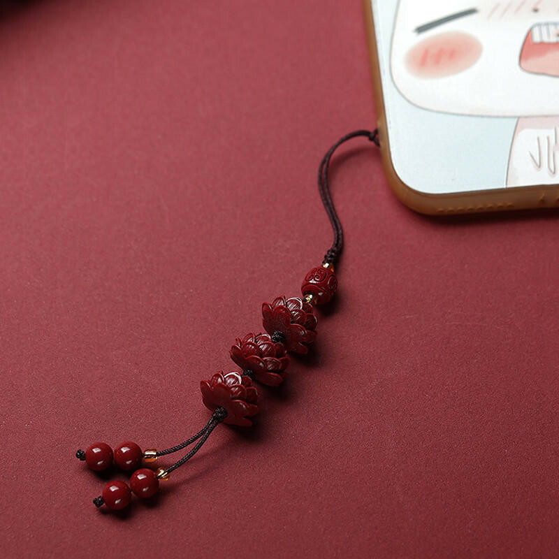 硃砂 飾品 手機掛件 蓮花吊飾 吊墜 男女通用 如意 護身符 辟邪手鍊 招財納福 保平安 送媽媽 生日禮物 024