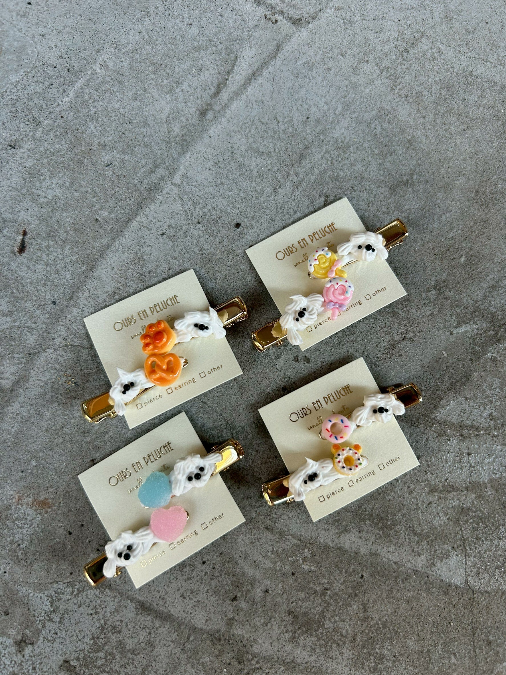 [OURS EN PELUCHE] 奶油小狗X甜甜圈髮夾 | NO.13