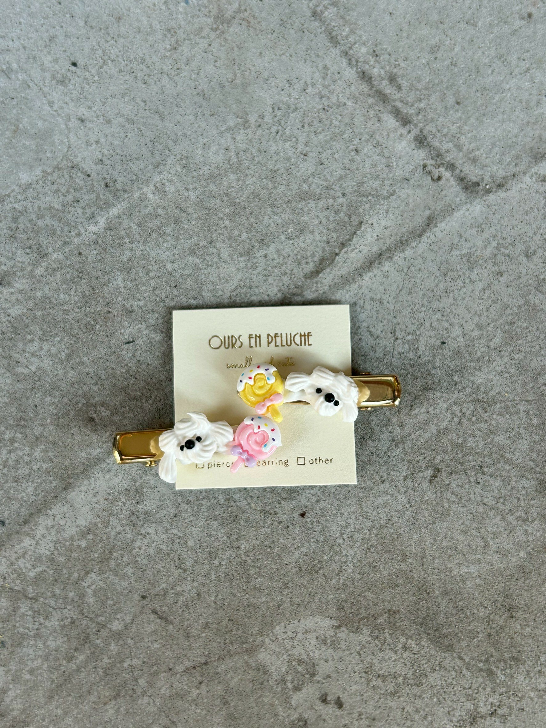 [OURS EN PELUCHE] 奶油小狗X棒棒糖髮夾 | NO.14