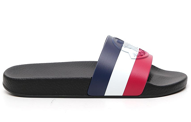 【代購】Moncler Basile Pool Slides Black Tricolour