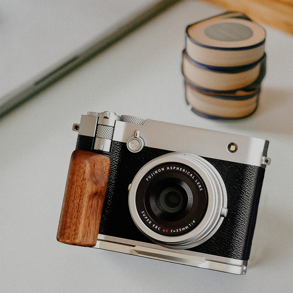 FUJIFILM GFX100RF 胡桃木手把底座 快拆手把底座 實木相機底座 大拇指柄
