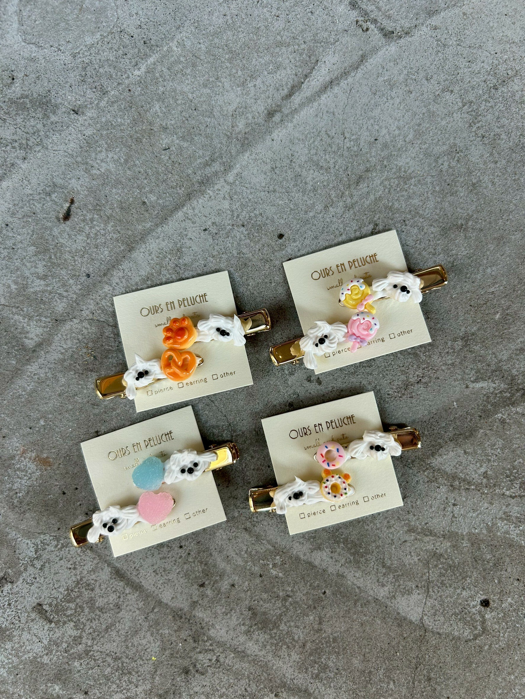 [OURS EN PELUCHE] 奶油小狗X軟糖髮夾 | NO.15