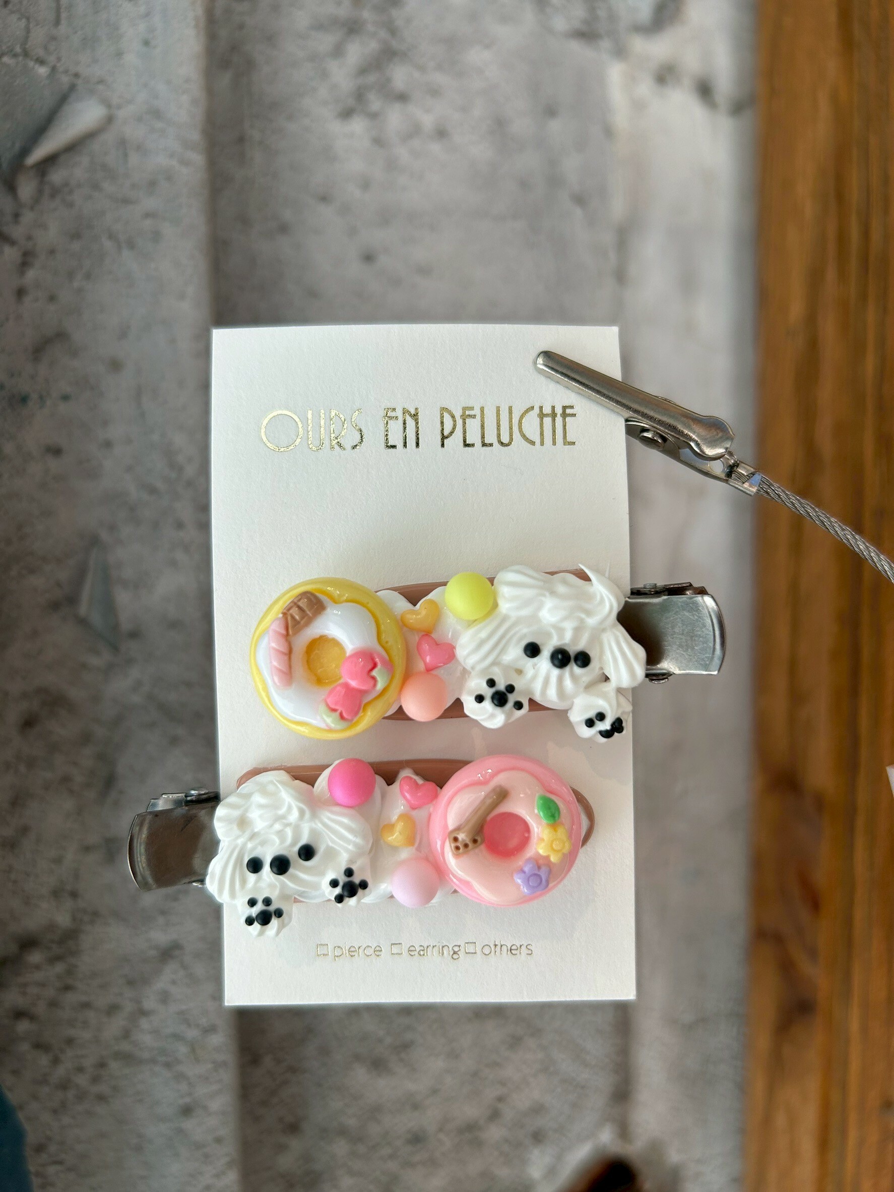 [OURS EN PELUCHE] 奶油小狗X甜甜圈瀏海夾 | NO.16