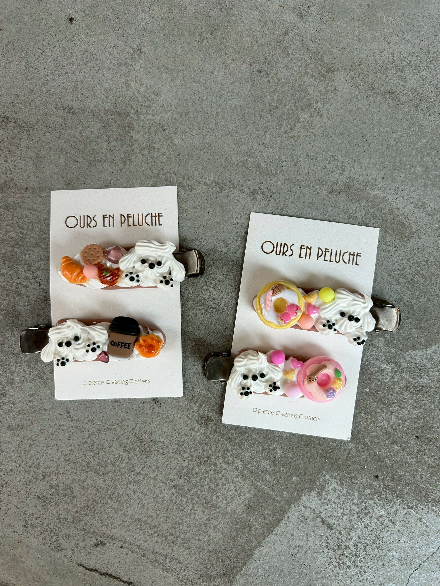 [OURS EN PELUCHE] 奶油小狗X咖啡店瀏海夾 | NO.17