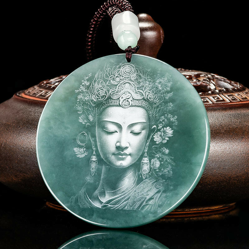 項鍊 項鍊女 觀音玉佩 翡翠觀音 玉墜 吊墜 玉石 護身符 辟邪項鏈 保平安 開運項鏈 觀音吊墜 禮物 送女生 205