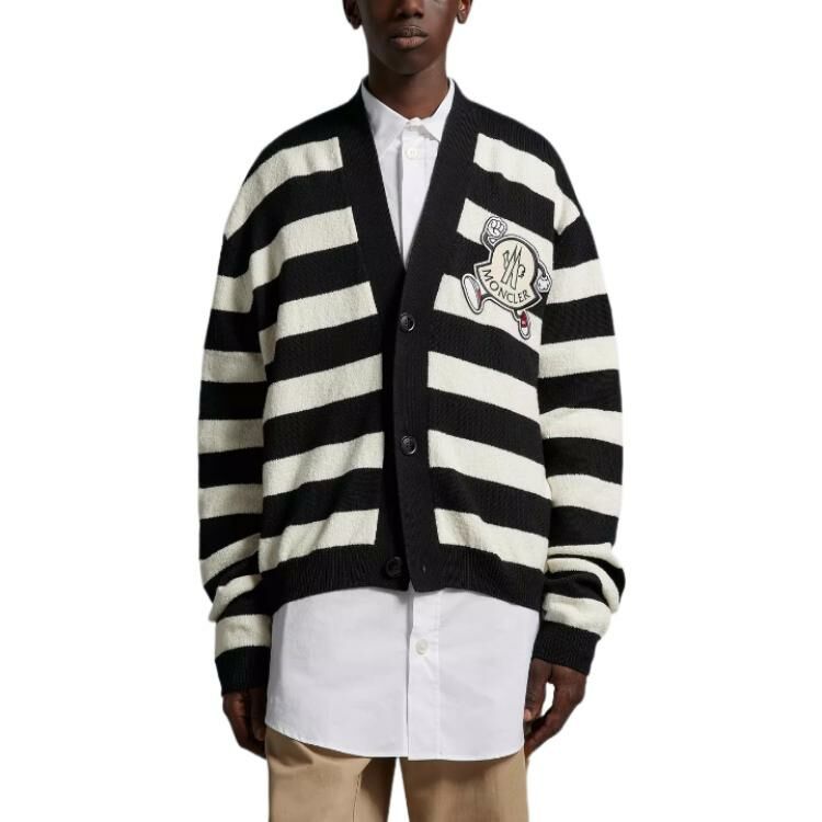 【代購】Moncler Logo-patch Striped Cardigan