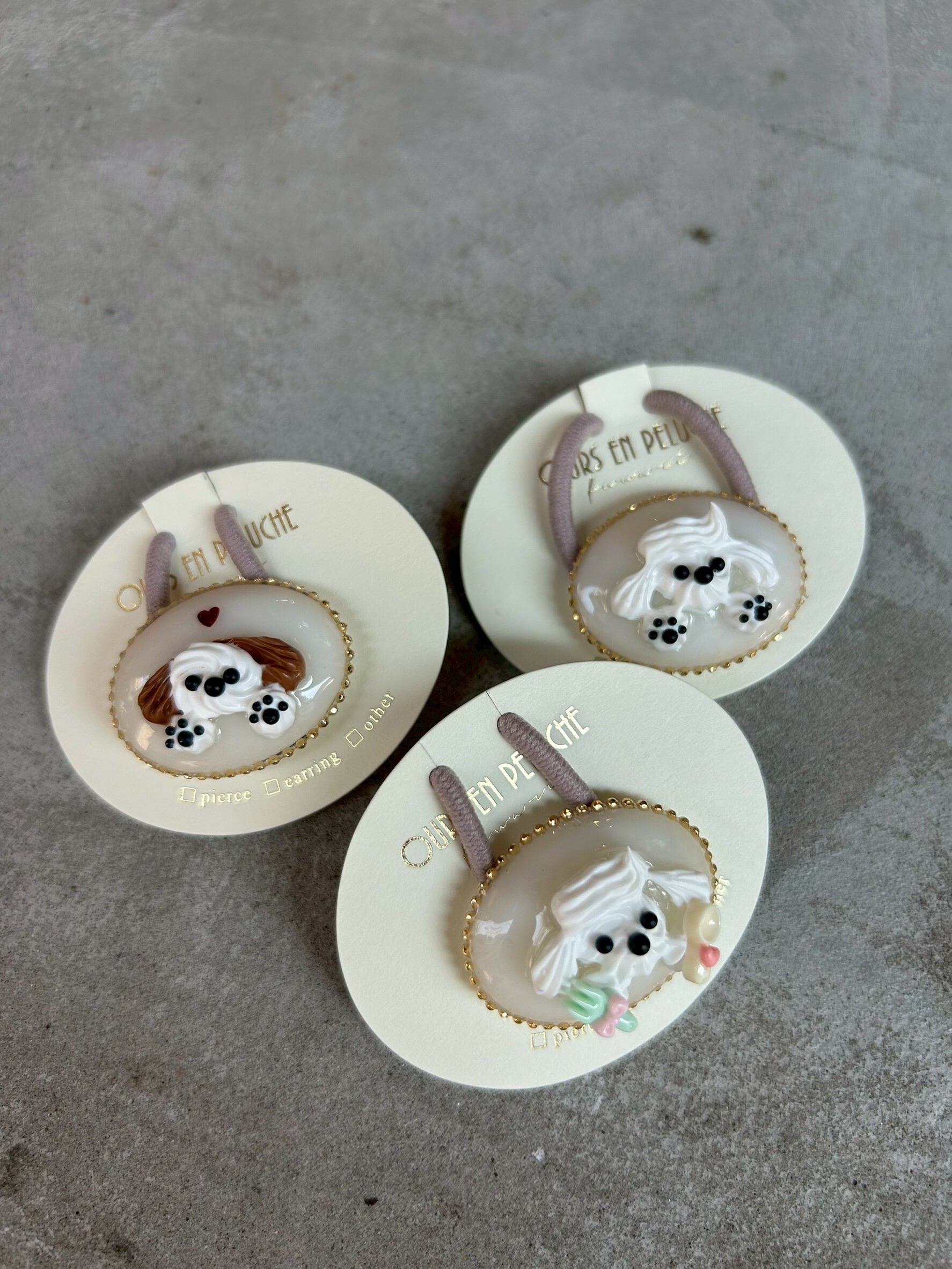 [OURS EN PELUCHE] 奶油小狗髮圈 | NO.18