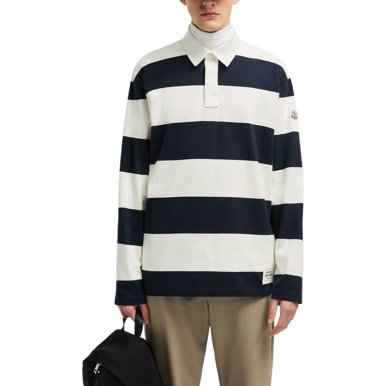 【代購】Moncler Striped Long Sleeved Polo Shirt