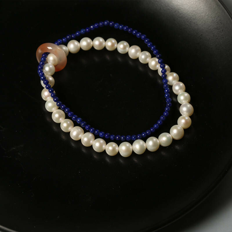 手鍊 手環 雙層手鍊 跑環手串 青金石手鍊 珍珠手鍊 女手串 南紅手鍊 避邪手鍊 護身手鍊 五行水 保平安 禮物 184