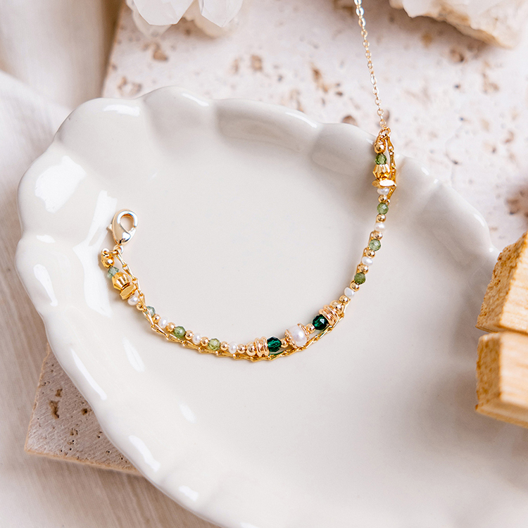 五月誕生石 • 伯利恆之星 • 溫柔的心 – 珍珠祖母綠 – 手鍊