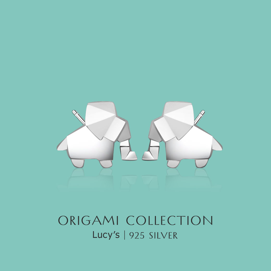 純銀摺紙系列｜小象 耳環 (51487)