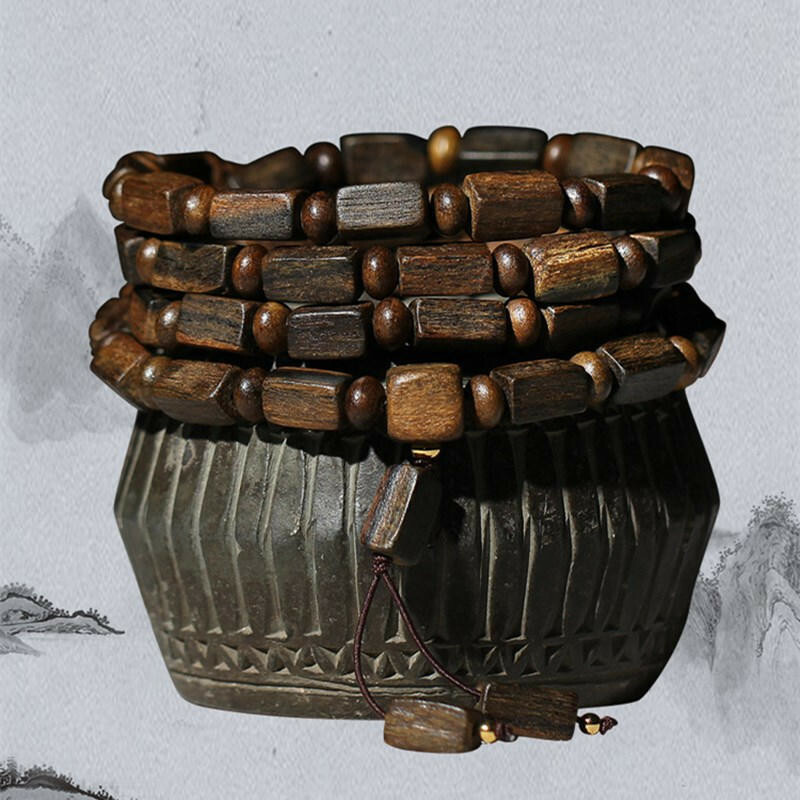 手鍊 手環 串珠手鍊 串珠項鍊 沉香手練 多圈手鍊 念珠手鍊 手串 佛珠手串 木質項鍊 木質手鍊 安神定氣 禮物 166