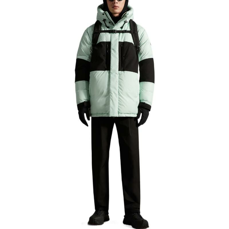 【代購】Moncler FW22 Colorblock Hooded Thickened Down Jacket Men's Light Green