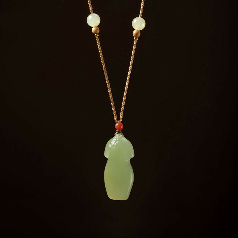 項鍊 玉項鍊 玉墜項鍊 和田玉項鍊 平安玉項鍊 旗袍造型項鍊 吊墜項鍊 保平安 小禮物 細項鍊 可調節 編繩項鍊 165