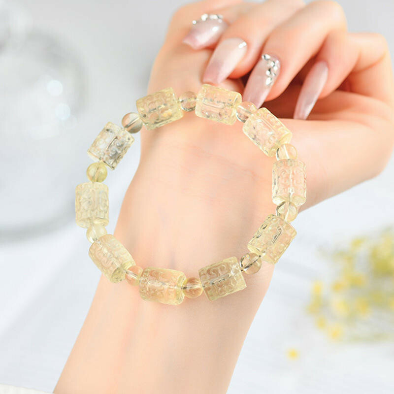 手串 手鍊 手環 水晶手鍊 黃水晶手鍊 回文手串 黄水晶桶珠 單圈手鍊 招財水晶 招財手鍊 廣結善緣 生日禮物 160