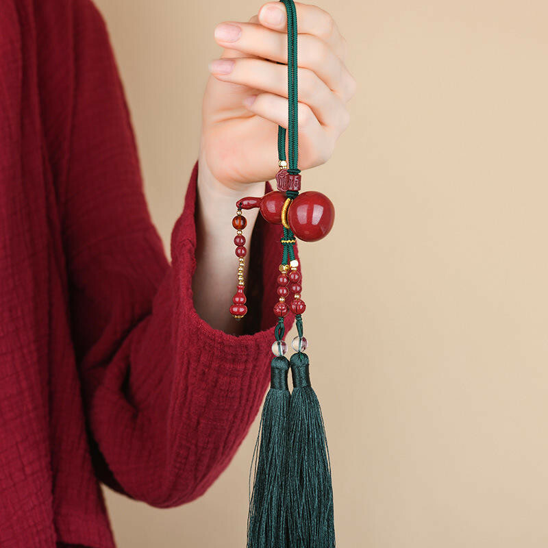 掛飾 吊飾 車掛 硃砂吊飾 葫蘆吊飾 原礦硃砂 高含量硃砂 流蘇吊飾 平安車掛 出入平安 掛件 保平安 禮物 019