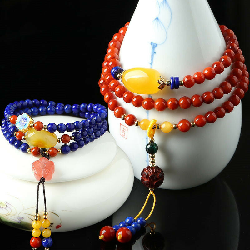 手串 手鍊 手環 南紅瑪瑙 青金石 圓珠手鍊 瑪瑙手鍊 串珠手鍊 佛珠手鍊 多圈手鍊 情侶手串 避邪手鍊 禮物 150