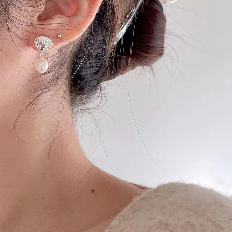 耳環 耳釘 純銀耳還 珍珠耳環 貝殼耳環 金耳環 銀耳環 復古耳環 簡約飾品 歐美耳環 氣質耳環 小飾品 小禮物 065