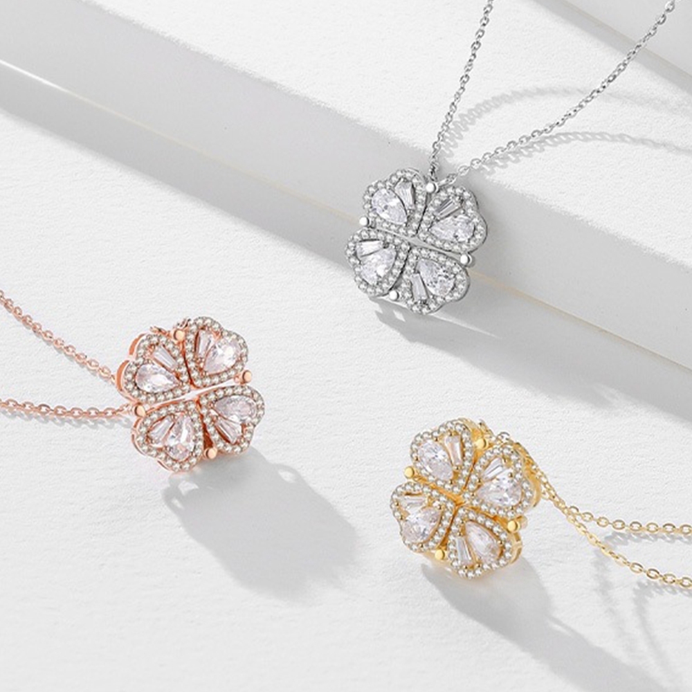 項鍊 純銀項鍊 四葉草項鍊 女項鍊 銀項鍊 雙戴項鍊 毛衣鏈 愛心吊墜 幸運草項鍊 玫瑰金項鍊 金項鍊 女生禮物 287