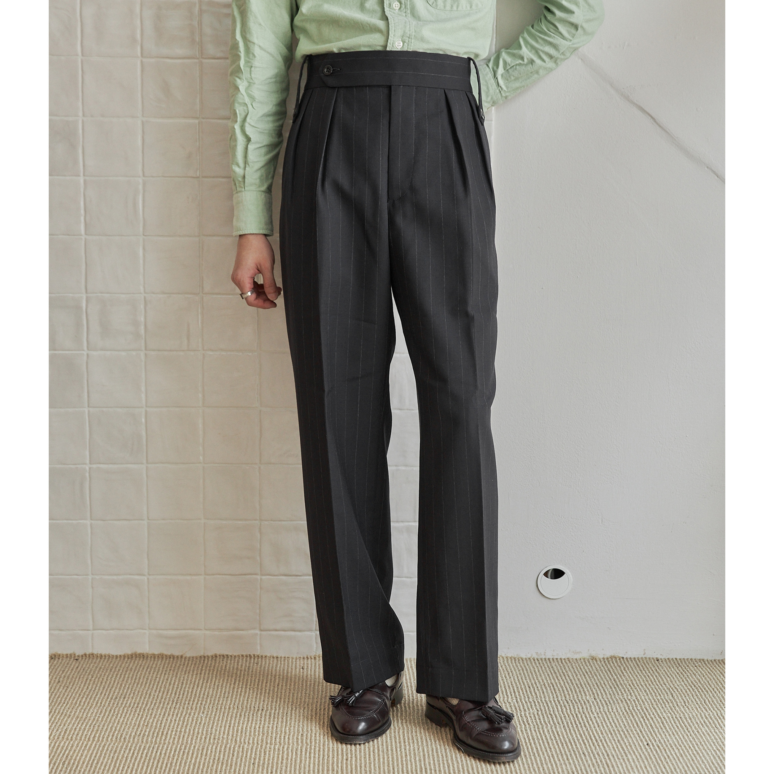 Tangent｜40's British Gurkha Trousers Navy Stripe