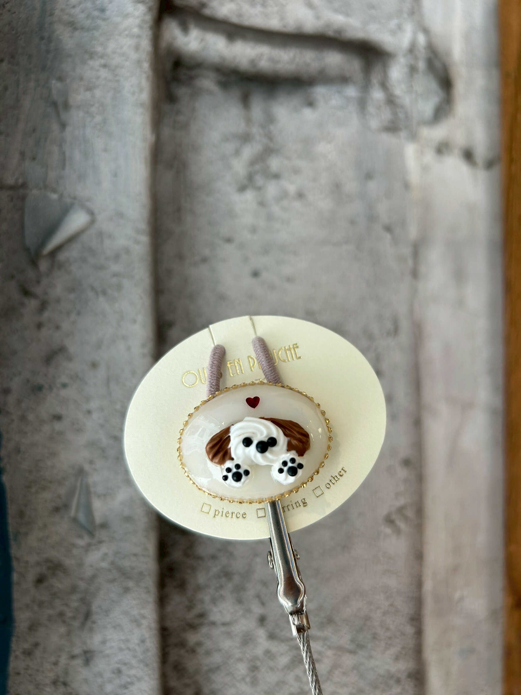 [OURS EN PELUCHE] 咖啡色耳朵奶油小狗髮圈 | NO.20