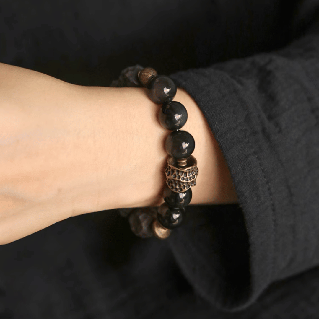 黑檀木混搭黑矅石手鍊
