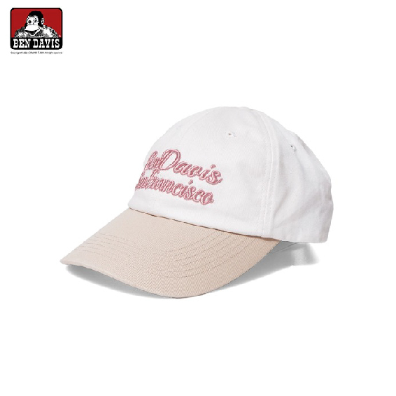 【 BEN DAVIS | 刺繡英文棒球帽 - 卡其粉 】