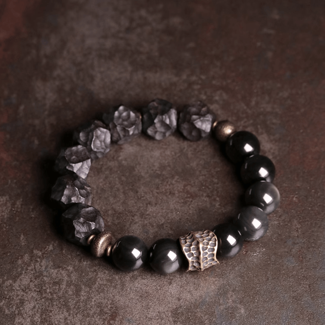 黑檀木混搭黑矅石手鍊