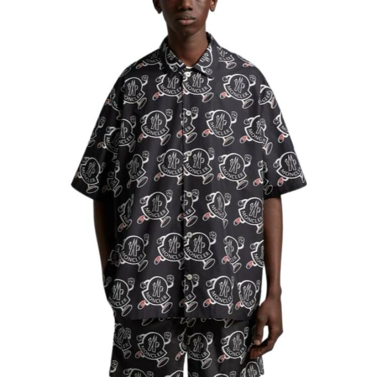 【代購】Moncler All Over Logo Collared Short Sleeve Shirt