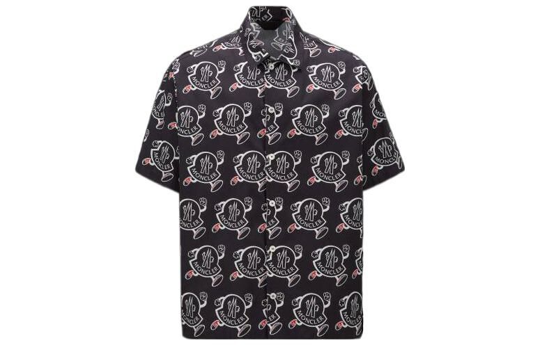 【代購】Moncler All Over Logo Collared Short Sleeve Shirt