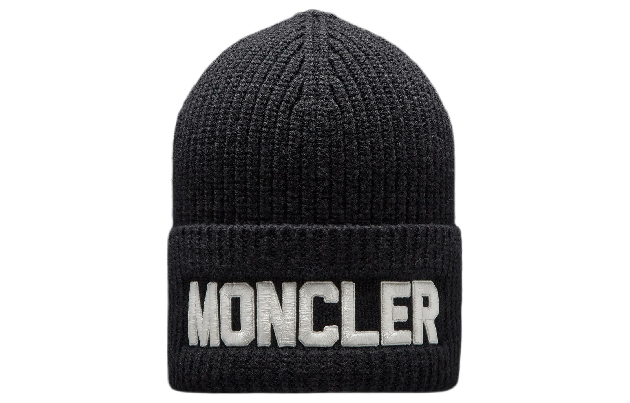 【代購】Moncler Merino Wool Polyester Beanies Unisex Black