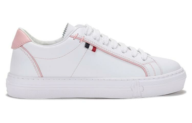 【代購】Moncler Women's Alodie Leather Trainers 'White Pink'