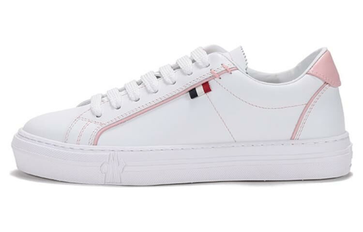 【代購】Moncler Women's Alodie Leather Trainers 'White Pink'