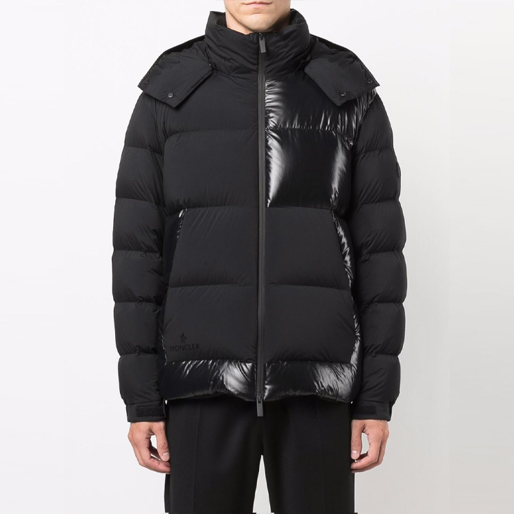 【代購】Moncler FW21 Letter Solid Color Detachable Hood Down Jacket Men's Black