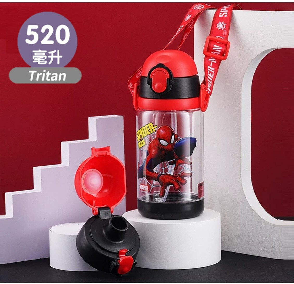 蜘蛛俠 - Marvel | 便攜式背帶兒童吸管水樽| 兩款開合式